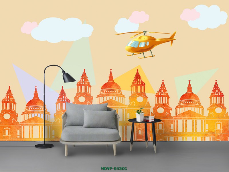 Tranh vẽ máy bay trên thành phố MDVP-043KG